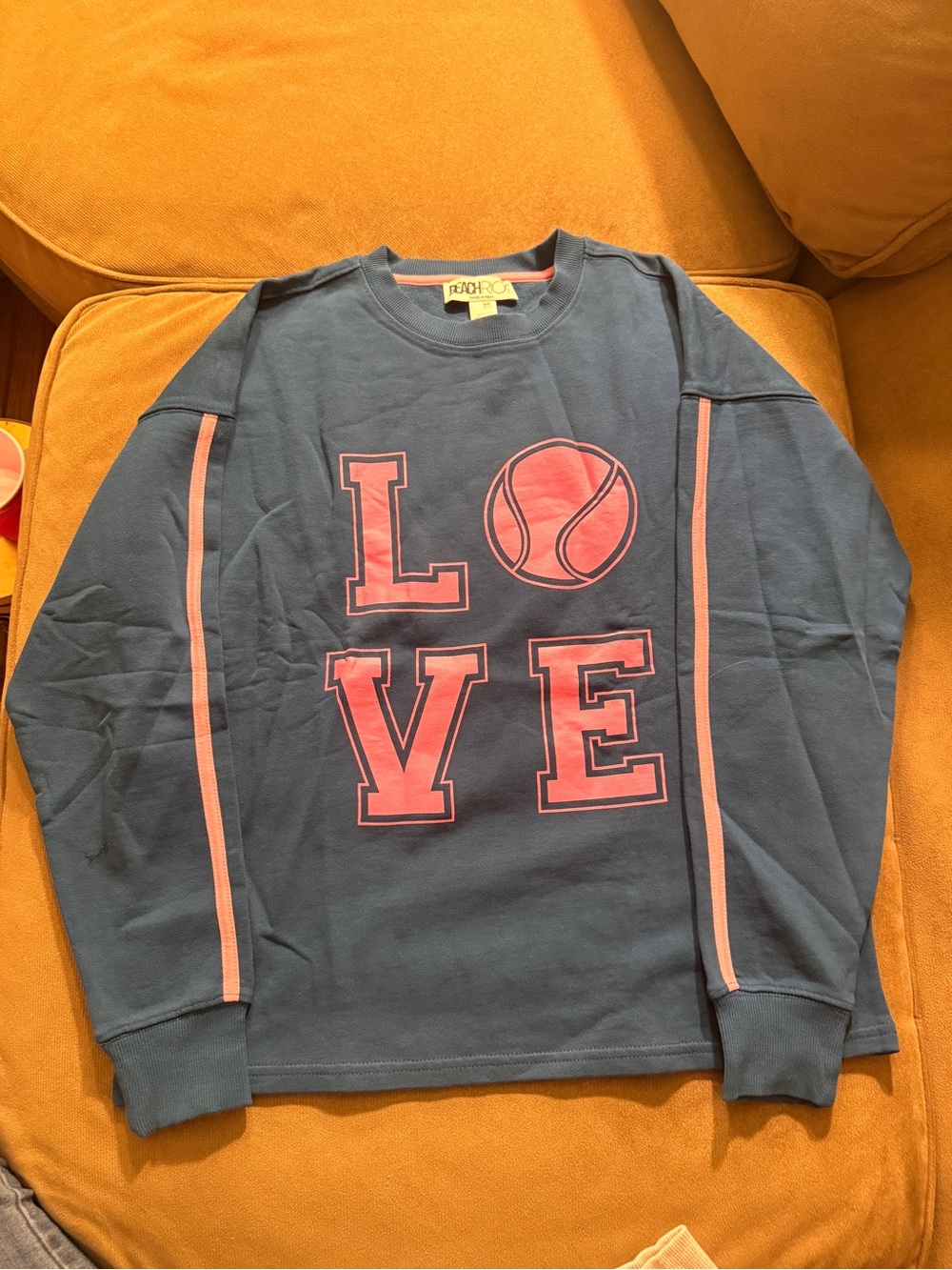 NWOT 🎾💕Beach Riot LOVE Tennis Sweatshirt Navy Pink Varsity Preppy Oversized XS